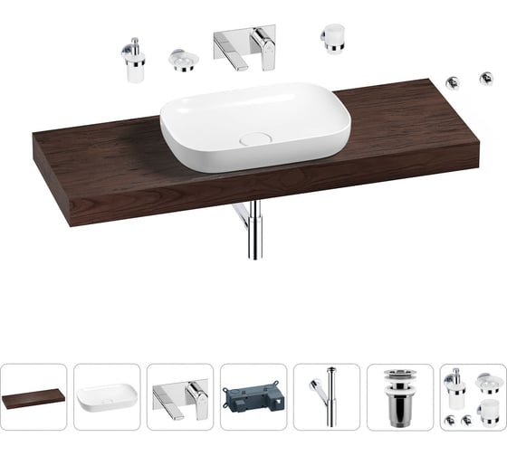 Раковина Wellsee 60 см со столешницей 140 см Croquis в наборе 9 в 1 201008321 1