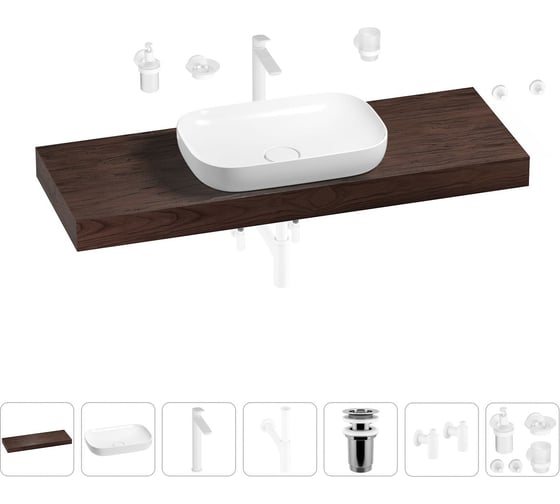 Раковина Wellsee 60 см со столешницей 140 см Croquis в наборе 10 в 1 201008315 1