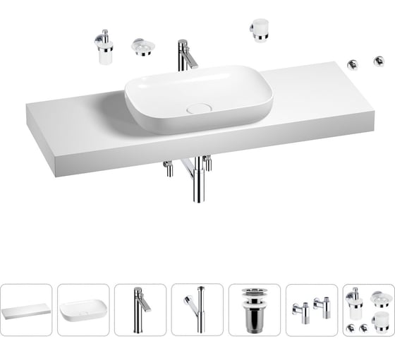 Раковина Wellsee 60 см со столешницей 140 см Croquis в наборе 10 в 1 201008336 1