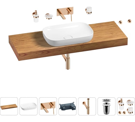 Раковина Wellsee 60 см со столешницей 140 см Croquis в наборе 9 в 1 201008309 1