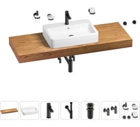 Раковина Wellsee 60 см со столешницей 140 смHalcyonв наборе 10 в 1 201012117