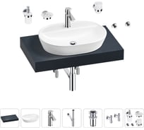 Раковина Wellsee 60 см со столешницей 80 см Calin 201007661 в наборе 10 в 1