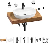 Раковина Wellsee 60 см со столешницей 80 см Calin 201007677 в наборе 10 в 1