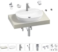 Раковина Wellsee 60 см со столешницей 80 см Calin 201007651 в наборе 10 в 1