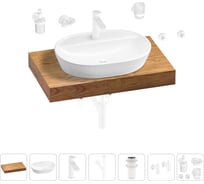 Раковина Wellsee 60 см со столешницей 80 см Calin 201007675 в наборе 10 в 1