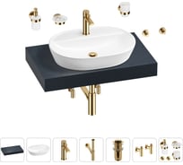 Раковина Wellsee 60 см со столешницей 80 см Calin 201007668 в наборе 10 в 1