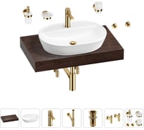 Раковина Wellsee 60 см со столешницей 80 см Calin 201007688 в наборе 10 в 1