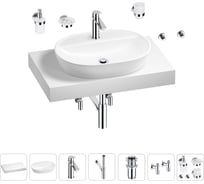 Раковина Wellsee 60 см со столешницей 80 см Calin 201007691 в наборе 10 в 1