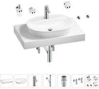 Раковина Wellsee 60 см со столешницей 80 см Calin 201007696 в наборе 10 в 1