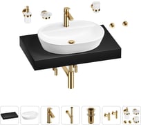 Раковина Wellsee 60 см со столешницей 80 см Calin 201007703 в наборе 10 в 1