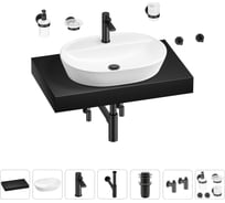 Раковина Wellsee 60 см со столешницей 80 см Calin 201007707 в наборе 10 в 1