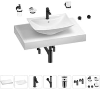 Раковина Wellsee 60 см со столешницей 80 см Cerulean 201012857 в наборе 10 в 1