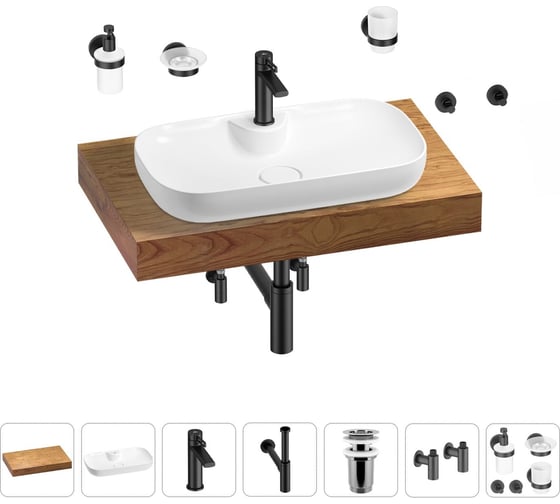 Раковина Wellsee 60 см со столешницей 80 см Croquis 2.0 201008637 в наборе 10 в 1 1