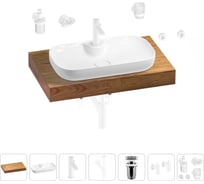 Раковина Wellsee 60 см со столешницей 80 см Croquis 2.0 201008640 в наборе 10 в 1