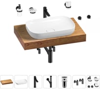 Раковина Wellsee 60 см со столешницей 80 см Croquis 201007937 в наборе 10 в 1