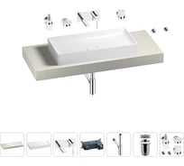 Раковина Wellsee 75 см со столешницей 120 смPure BY201011686 в наборе 9 в 1 201011686