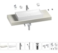 Раковина Wellsee 75 см со столешницей 120 смPure BY201011676 в наборе 10 в 1 201011676