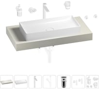 Раковина Wellsee 75 см со столешницей 100 смPure BY201011555 в наборе 10 в 1 201011555