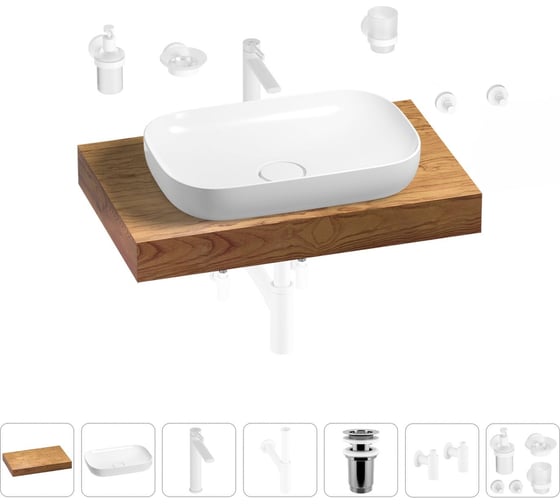 Раковина Wellsee 60 см со столешницей 80 см Croquis 201007940 в наборе 10 в 1 1