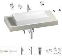 Раковина Wellsee 75 см со столешницей 100 смPure BY201011556 в наборе 10 в 1 201011556