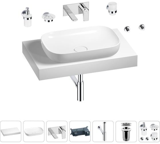 Раковина Wellsee 60 см со столешницей 80 см Croquis 201007981 в наборе 9 в 1 1