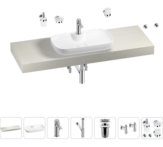 Раковина Wellsee 70 см со столешницей 140 смCroquis 2.0в наборе 10 в 1 201008976 1