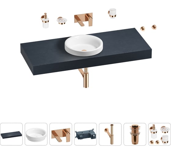 Раковина Wellsee 40 см со столешницей 120 смDouxв наборе 9 в 1 201009784 1