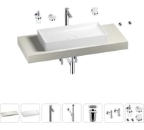 Раковина Wellsee 75 см со столешницей 120 смPure BY201011671 в наборе 10 в 1 201011671