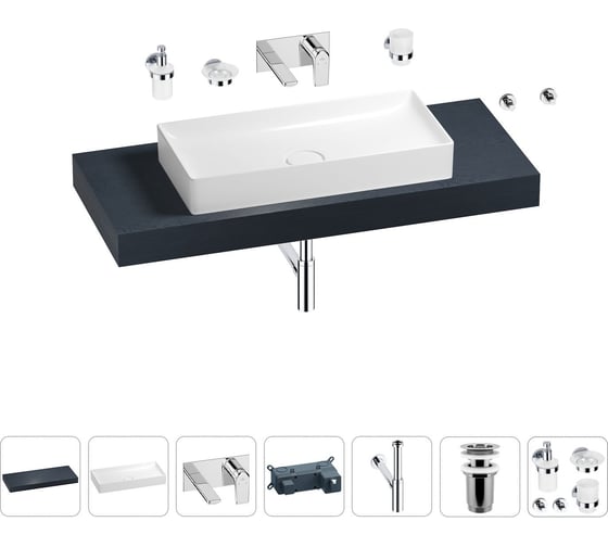 Раковина Wellsee 75 см со столешницей 120 смPure BY201011701 в наборе 9 в 1 201011701 1