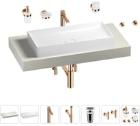 Раковина Wellsee 75 см со столешницей 100 смPure BY201011559 в наборе 10 в 1 201011559