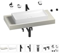 Раковина Wellsee 75 см со столешницей 100 смPure BY201011557 в наборе 10 в 1 201011557