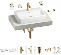 Раковина Wellsee 60 см со столешницей 80 смHalcyonв наборе 10 в 1 201011913