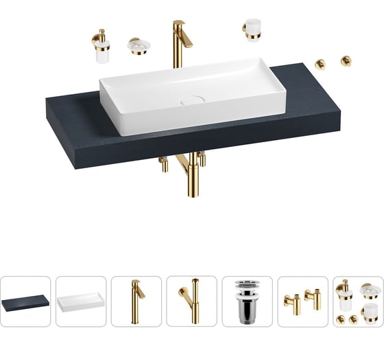 Раковина Wellsee 75 см со столешницей 120 смPure BY201011693 в наборе 10 в 1 201011693 1