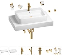 Раковина Wellsee 60 см со столешницей 80 см Halcyon 201011958 в наборе 10 в 1