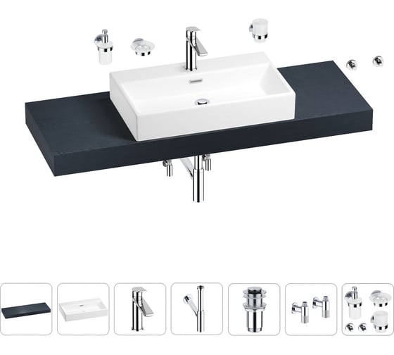 Раковина 70 см со столешницей 140 см Wellsee Graceful Pro в наборе 10 в 201012761