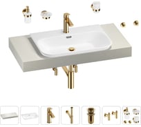 Раковина Wellsee 65 см со столешницей 100 см Eclatant 2.0 201013233 в наборе 10 в 1