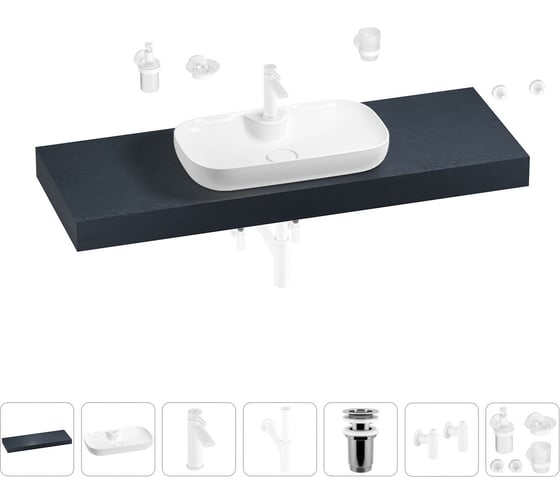 Раковина 70 см со столешницей 140 см Wellsee Croquis 2.0 в наборе 10 в 201008990 1