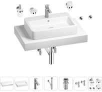Раковина Wellsee 60 см со столешницей 80 см Halcyon 201011951 в наборе 10 в 1