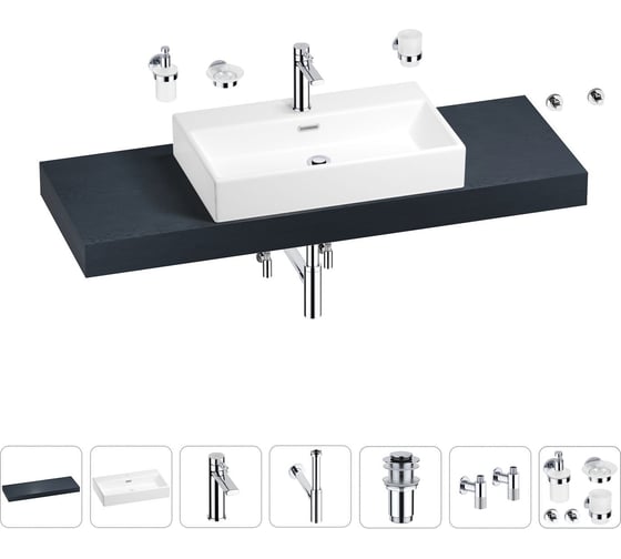 Раковина 70 см со столешницей 140 см Wellsee Graceful Pro в наборе 10 в 201012766 1
