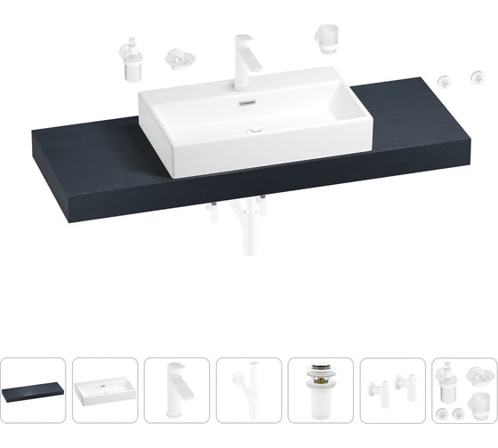 Раковина 70 см со столешницей 140 см Wellsee Graceful Pro в наборе 10 в 201012765 1