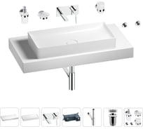 Раковина Wellsee 75 см со столешницей 100 смPure BY201011646 в наборе 9 в 1 201011646
