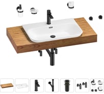 Раковина Wellsee 65 см со столешницей 100 см Eclatant 2.0 201013257 в наборе 10 в 1