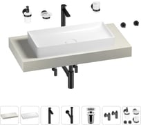 Раковина Wellsee 75 см со столешницей 100 смPure BY201011552 в наборе 10 в 1 201011552