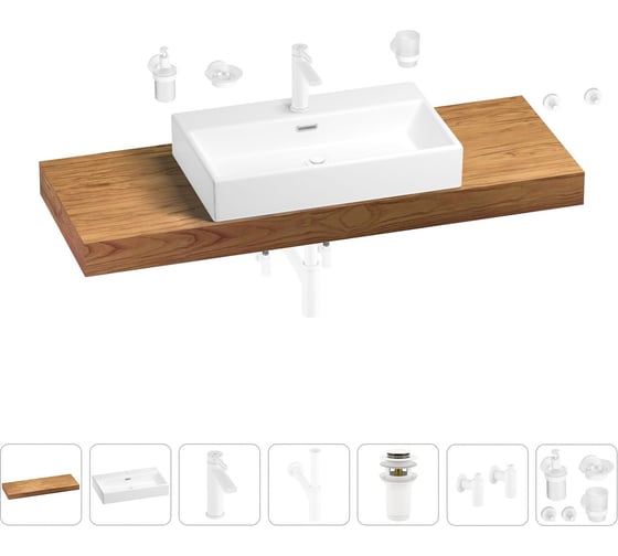 Раковина Wellsee 70 см со столешницей 140 смGraceful Proв наборе 10 в 1 201012780 1