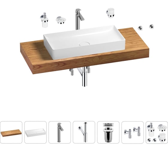 Раковина 75 см со столешницей 120 см Wellsee Pure BY Wellsee в наборе 10 в 201011711