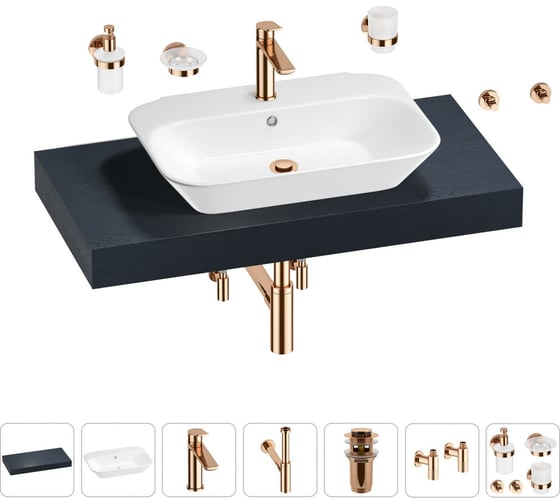 Раковина Wellsee 65 см со столешницей 100 см Eclatant 201013064 в наборе 10 в 1 1