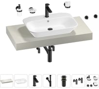 Раковина Wellsee 65 см со столешницей 100 см Eclatant 201013052 в наборе 10 в 1