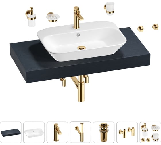 Раковина Wellsee 65 см со столешницей 100 см Eclatant 201013068 в наборе 10 в 1 1