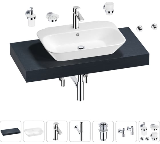 Раковина Wellsee 65 см со столешницей 100 см Eclatant 201013061 в наборе 10 в 1 1