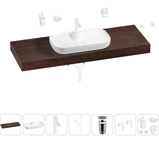 Раковина Wellsee 70 см со столешницей 140 смCroquis 2.0в наборе 10 в 1 201009010 1